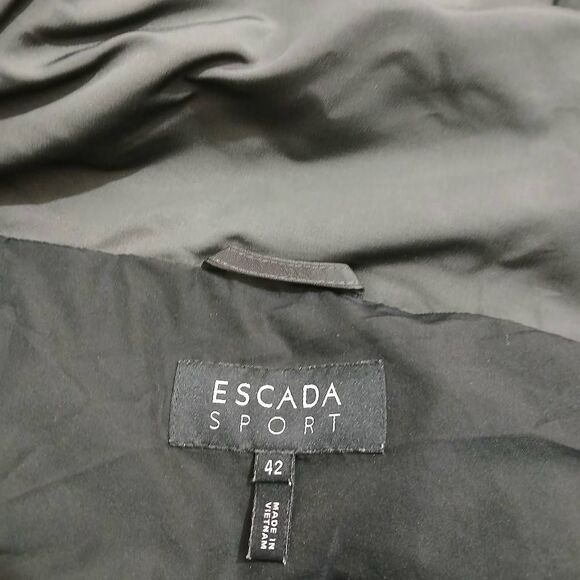 Escada womens xl goose down puffer hooded jacket gray coat - Picture 6 of 9